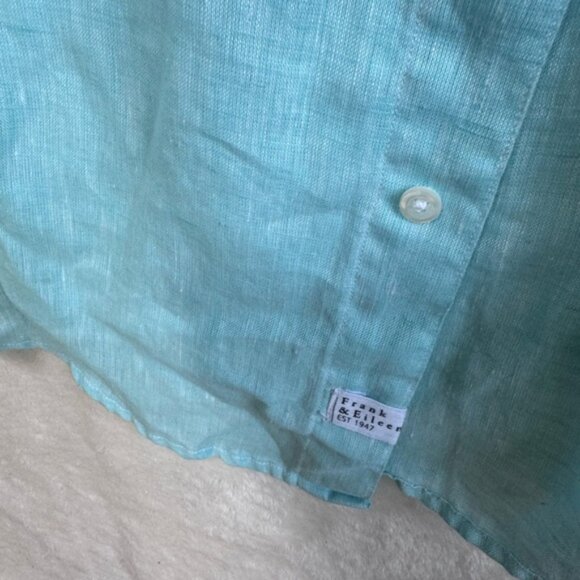 Frank & Eileen 100% Linen Shirley Button Shirt Classic Preppy Minimalist Blue M - Picture 8 of 16